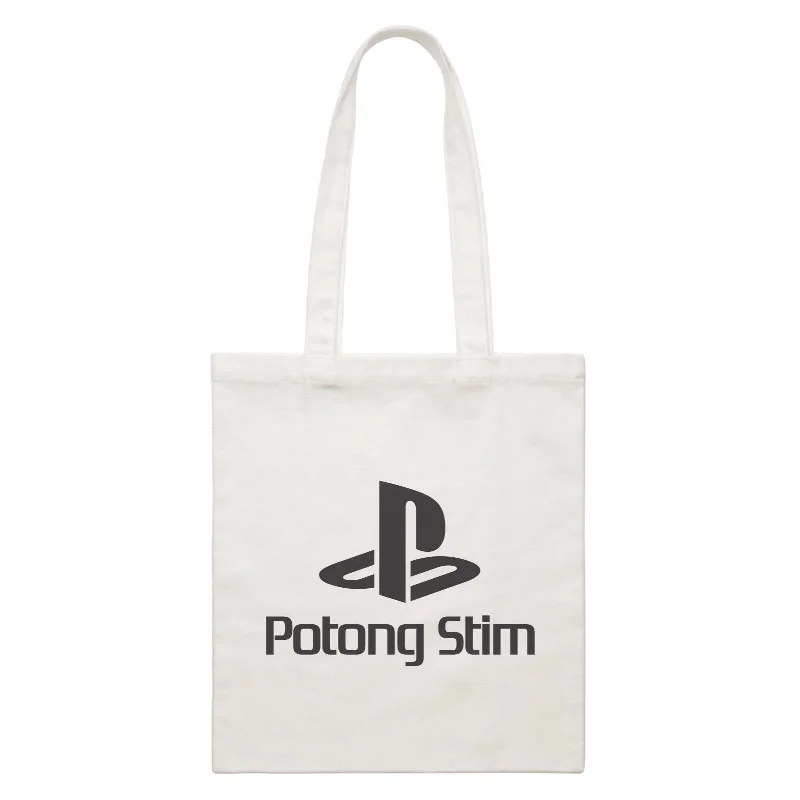 Slang Statement Potong Stim Accessories  White Canvas Bag