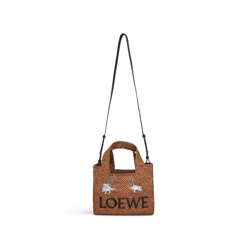 Embroidered Tote Bag in Beige with Floral Motifs for a Boho - Chic VibeSuna Fujita Lemur Font Tote Small Bag in Oak