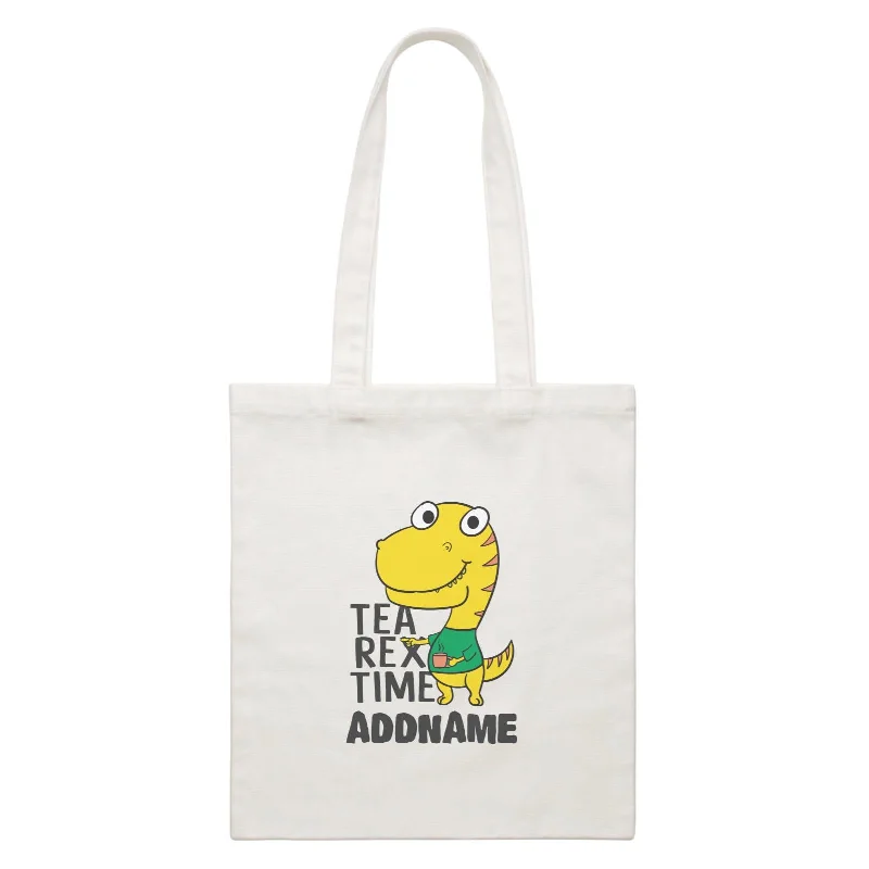 Super Cute Dinosaur Tea Rex Time White Canvas Bag