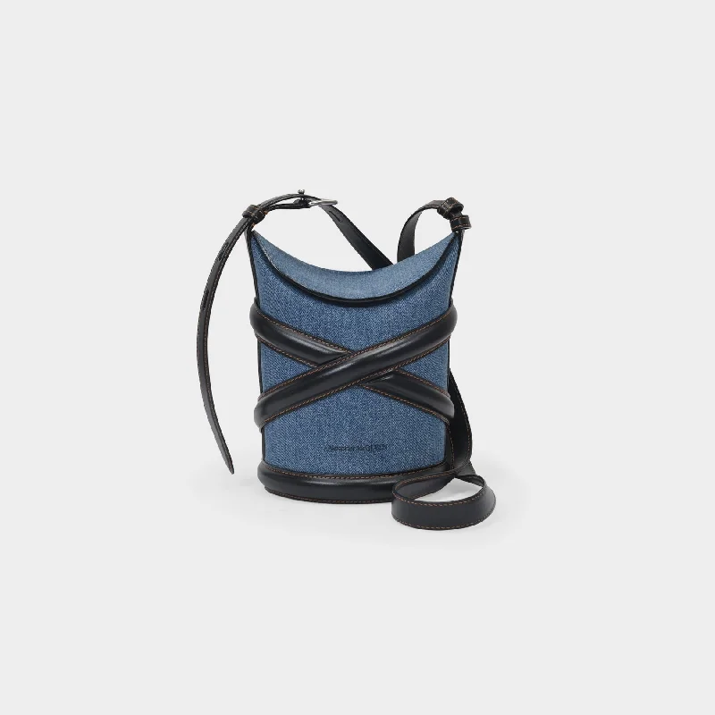 The Curve Hobo Bag - Alexander Mcqueen -  Denim/Black - Cotton