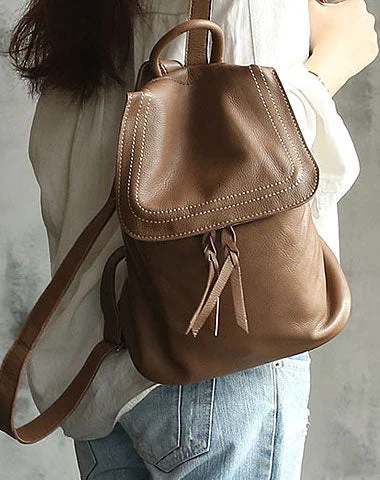 Vintage Soft LEATHER WOMEN Bucket Backpack School Backpack FOR WOMEN