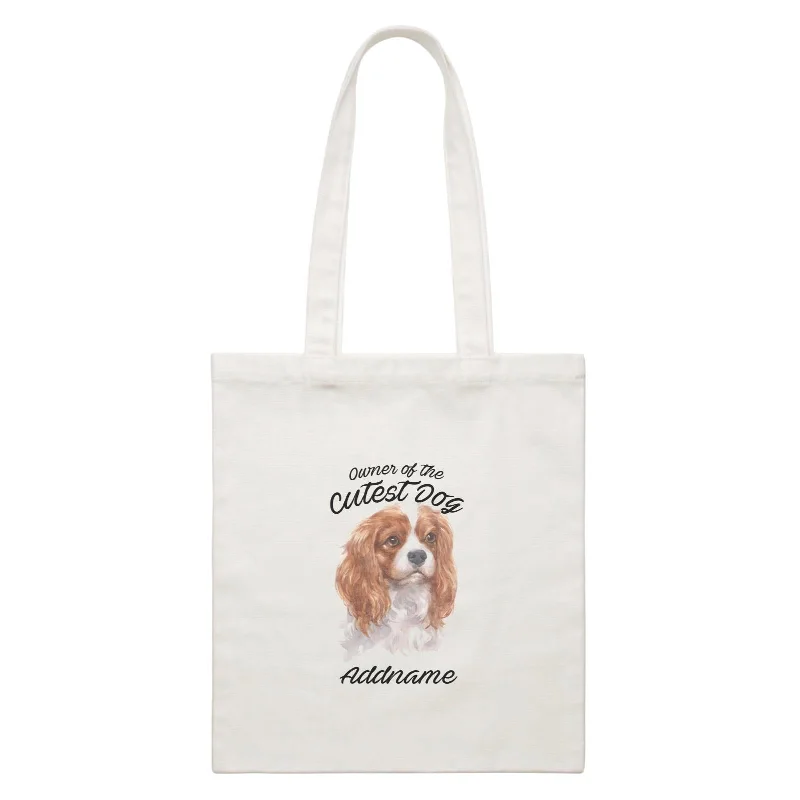 Watercolor Dog Owner Of The Cutest Dog King Charles Spaniel Addname White Canvas Bag