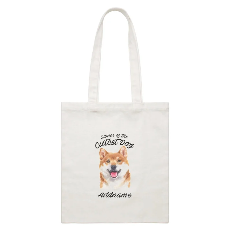 Watercolor Dog Owner Of The Cutest Dog Shiba Inu Addname White Canvas Bag