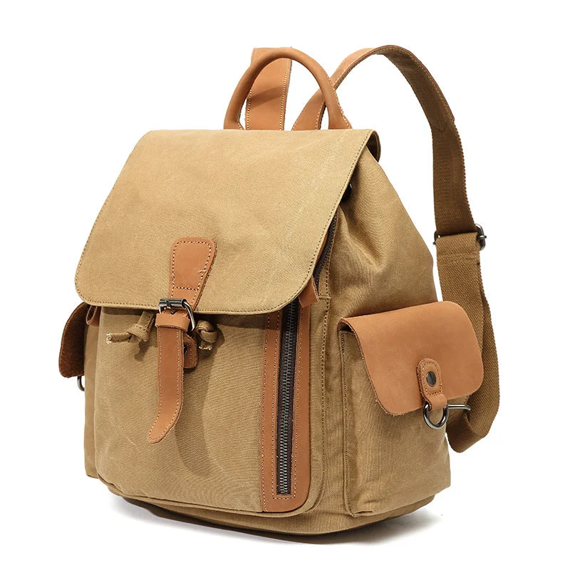 Womens Waterproof Canvas And Leather Backpacks Small Rucksack For Women