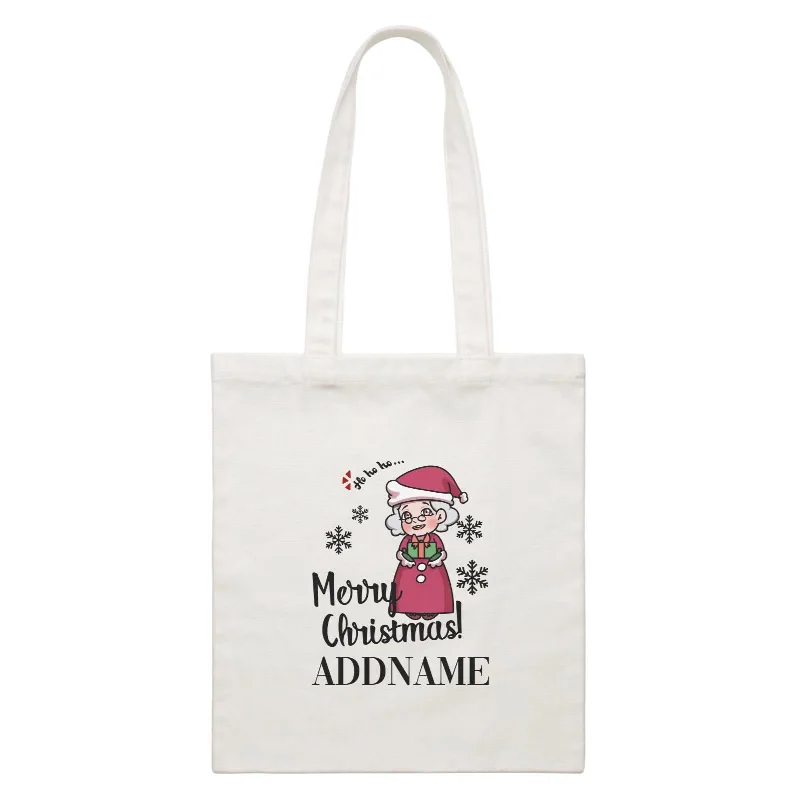 Xmas Christmas Chibi Family Santa Grandma Wishes Merry Christmas White Canvas Bag