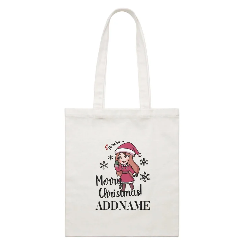 Xmas Christmas Chibi Family Santa Momma Wishes Merry Christmas White Canvas Bag