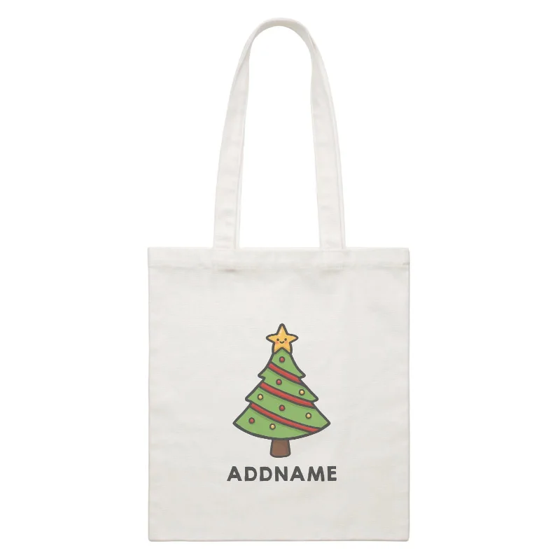 Xmas Cute Xmas Tree Addname White Canvas Bag