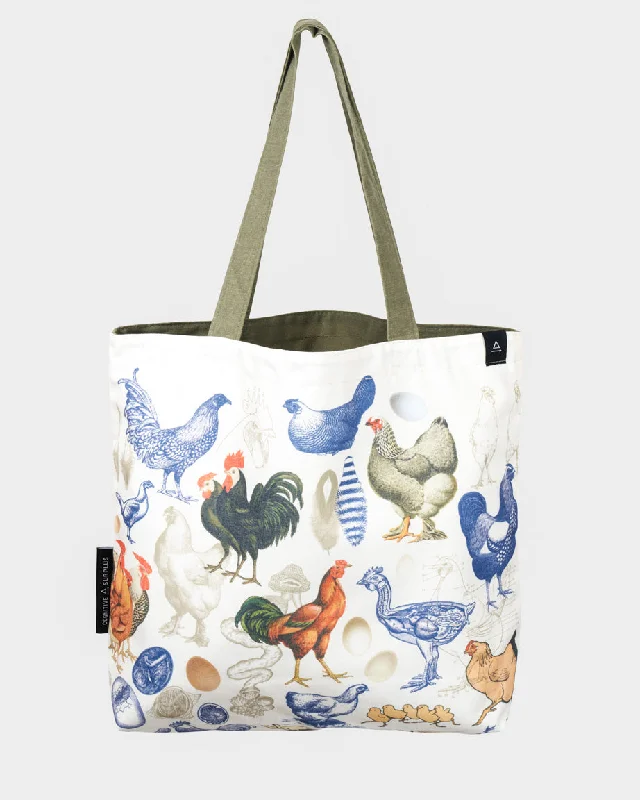 Geometric - Printed Tote Bag in Multicolor for a Contemporary and Trendy OutfitChickens & Eggs Canvas Shoulder Tote