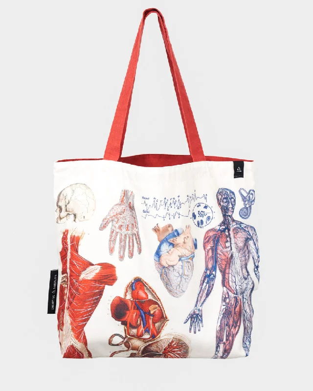 Women's Printed Tote Bag in Floral Patterns for a Spring - Themed Shopping TripHuman Anatomy Canvas Shoulder Tote