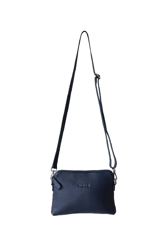 Leather - Trimmed Denim Crossbody Bag in Blue for a Vintage - Inspired LookNavy Mini Crossbody