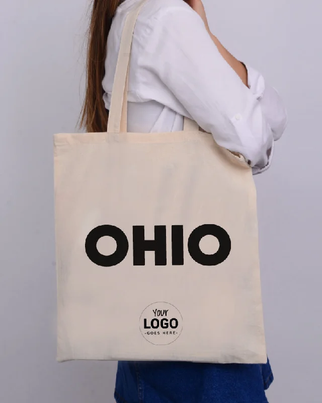 Faux Fur - Trimmed Tote Bag in White for a Cozy Winter LookOhio Tote Bag - State Tote Bags