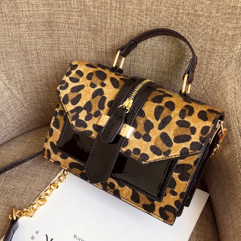 2021 Wholesale New Arrivals Fashion Leopard Pattern Chain Shoulder Small Leather Handbags for Women