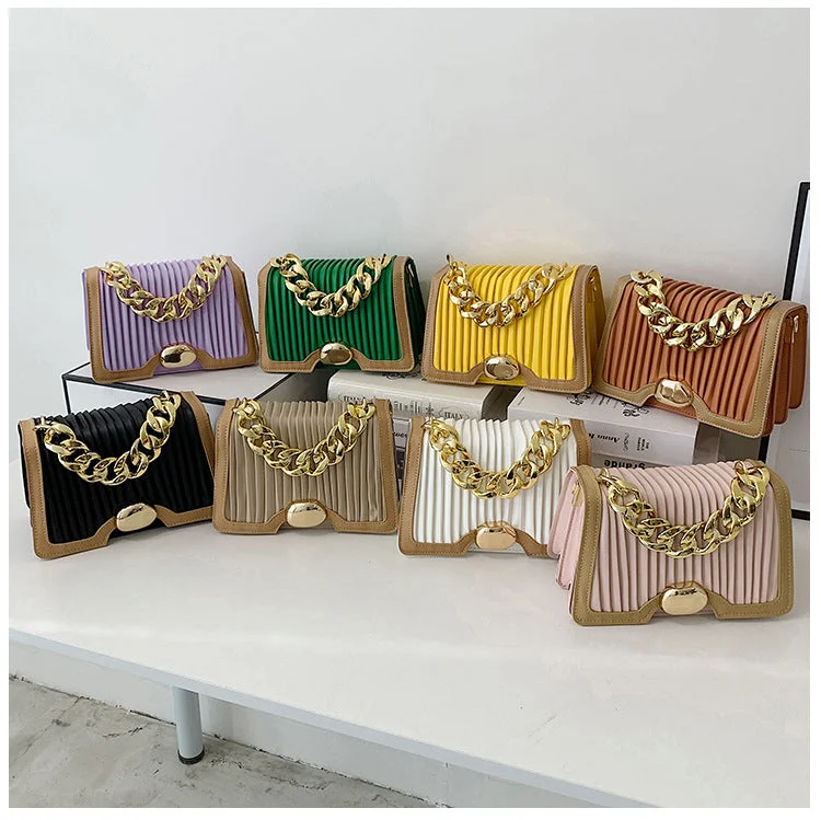 2022 Luxury sling handbag lady popular style pu leather new fashion women shoulder bag with chain handle trendy bags