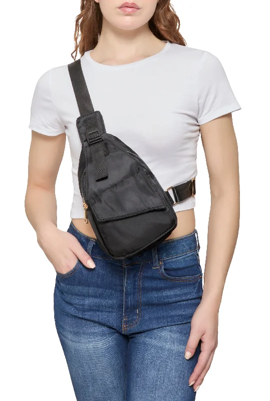 Nylon Zip Pocket Sling Backpack