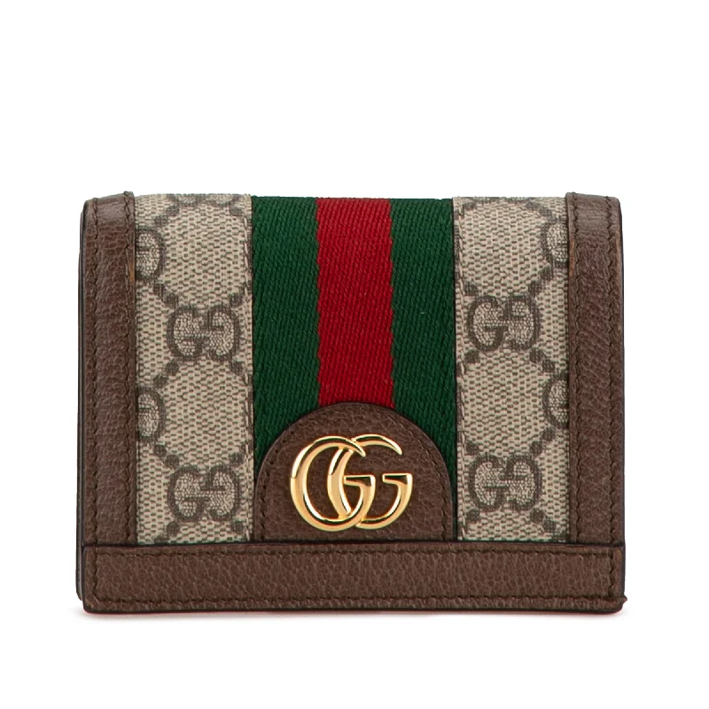 Brown Gucci GG Supreme Ophidia Small Wallet