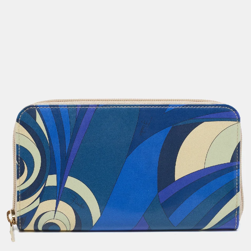 Emilio Pucci color Printed Patent Leather Zip Around Wallet