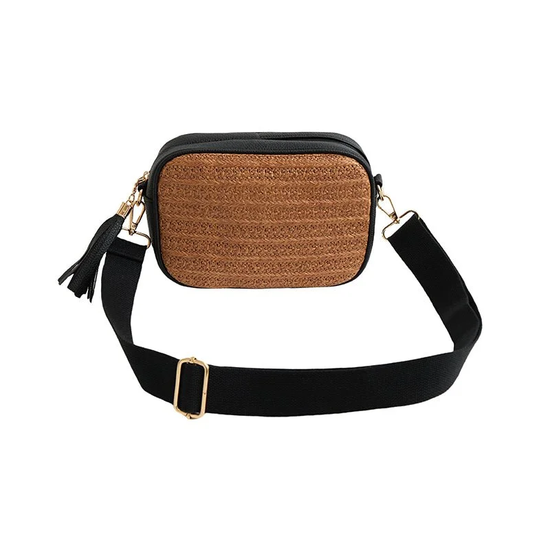 Quilted Leather Crossbody Bag in Cream for a Classic and Elegant AppearanceEscape Crossbody Rafia Weave Bag | Brown & Black