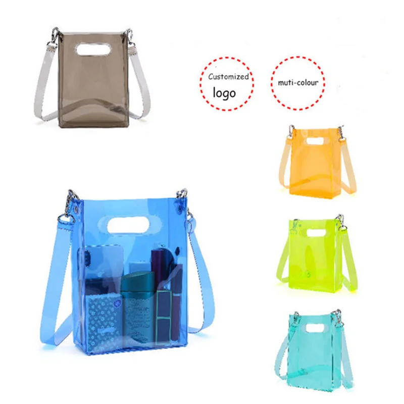 Fashion Letter Printed Mini Shoulder Messenger Bag Transparent Pvc Handbags Women Clear Jelly Purse Fashion Girl Purses