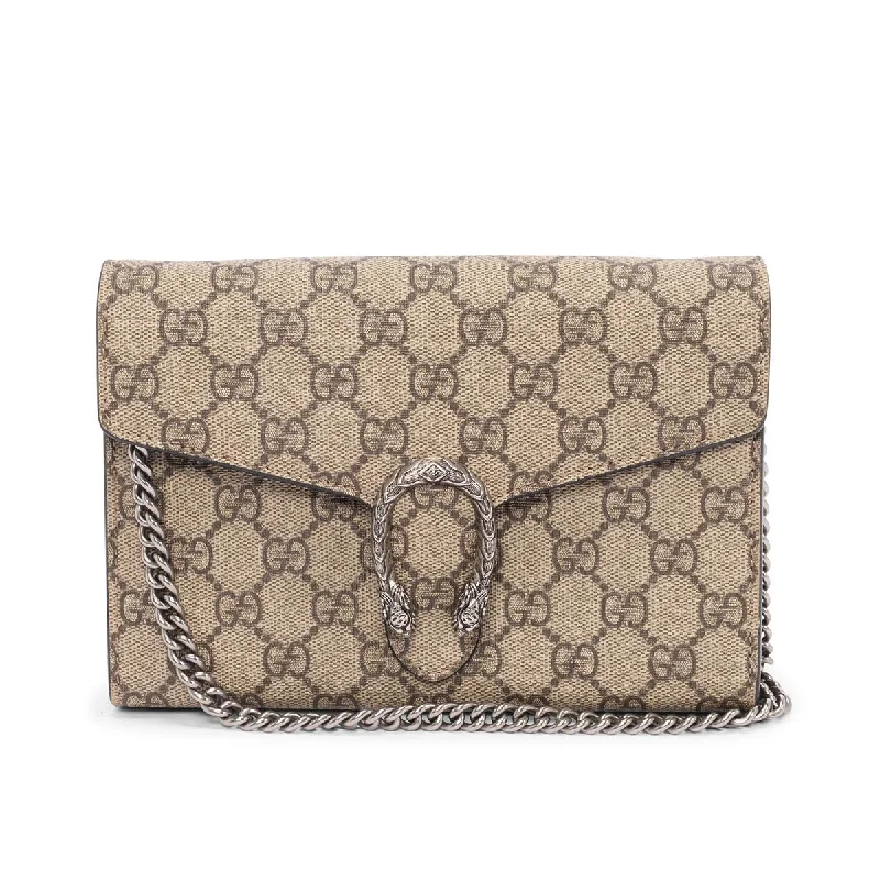 Gucci Beige GG Supreme Dionysus Wallet on Chain