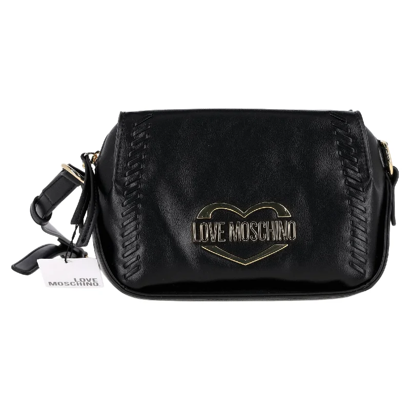 Metallic Crossbody Bag in Silver for New Year's Eve and Special CelebrationsLove Moschino Crossbody Bag in Black Faux Leather