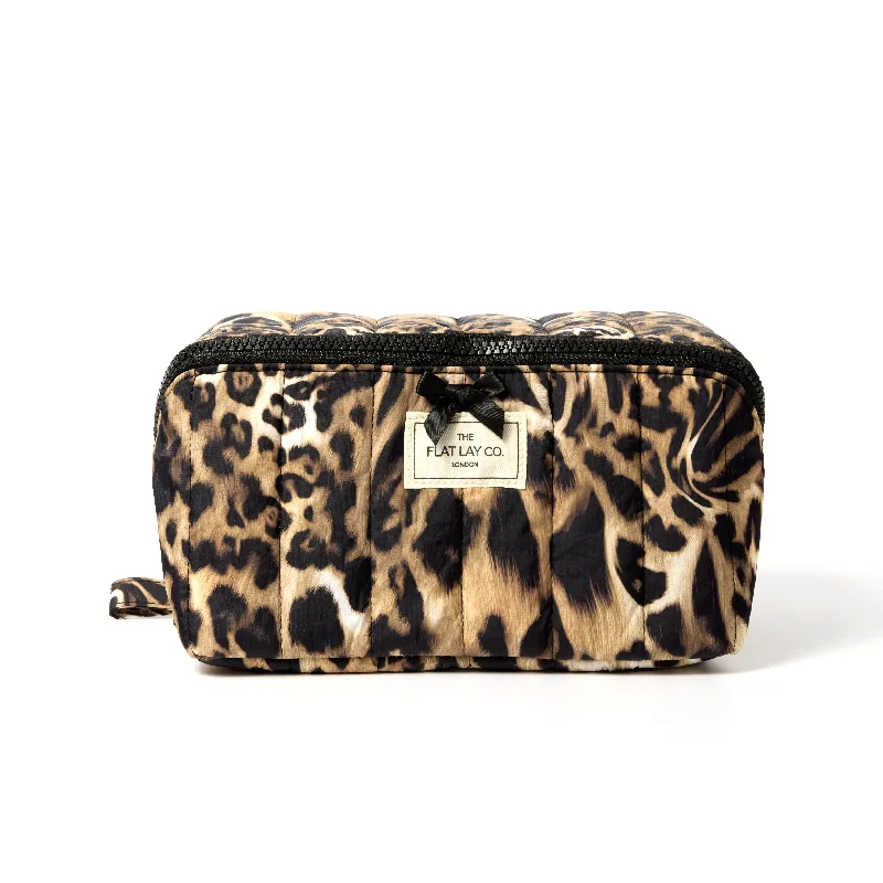 Marshmallow Flat Lay Makeup Box Bag - Warped Leopard Print