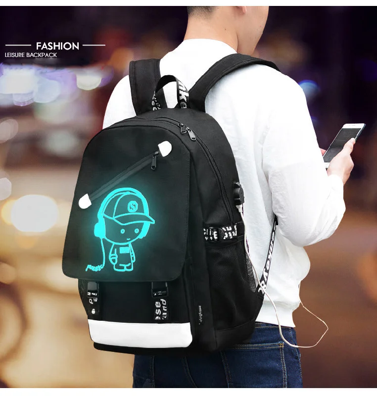 Raged Sheep Boys School Backpack Student Luminous Animation USB Charge Changeover Joint School Bags Teenager anti-theft backpack