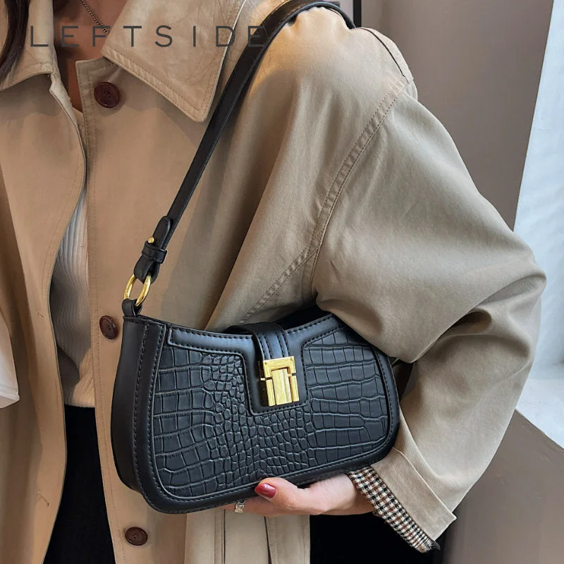 Shoulder Bags for Women 2023 Trendy Designer Fashion Simple Stone Pattern Leather Purses and Handbags Female