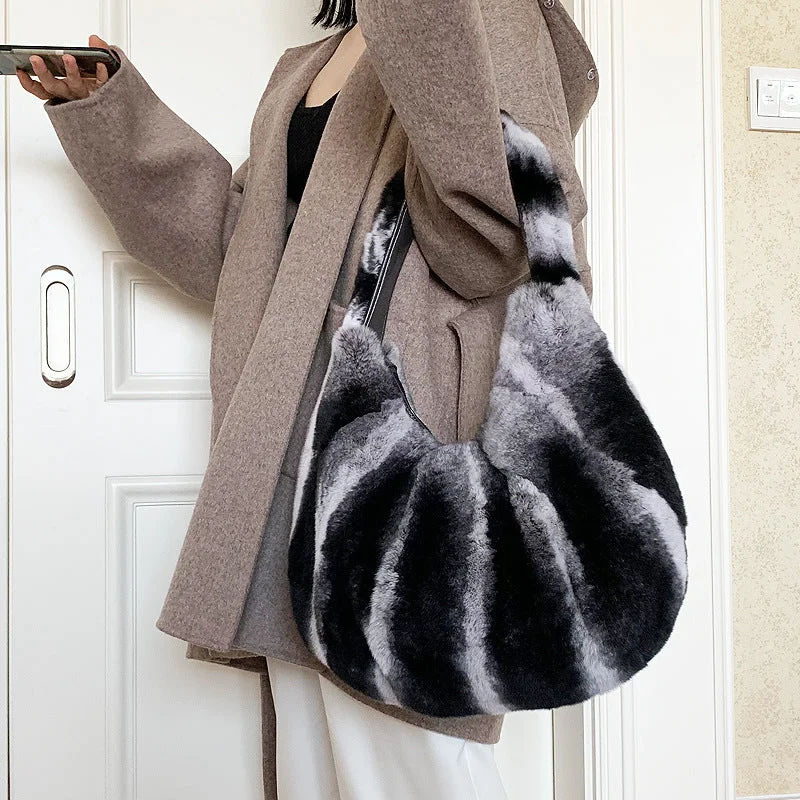 women real fur clutch envelope bag stylish genuine rex rabbit fur handbag luxury chinchilla color fur purse