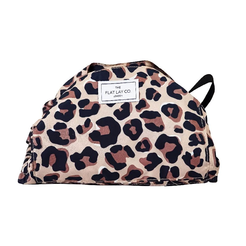 XXL Drawstring Flat Lay Makeup Bag - Leopard Print