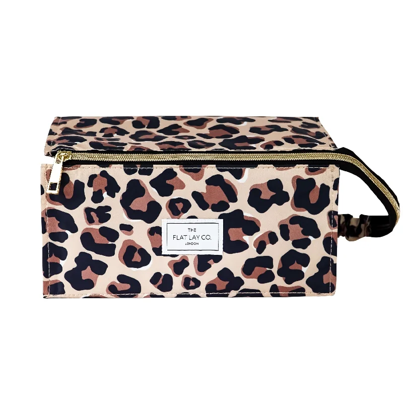 XXL Flat Lay Makeup Box Bag - Leopard Print