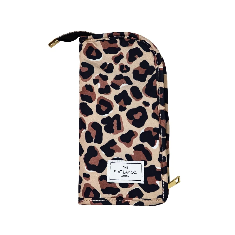 XXL Standing Makeup Brush Case - Leopard Print